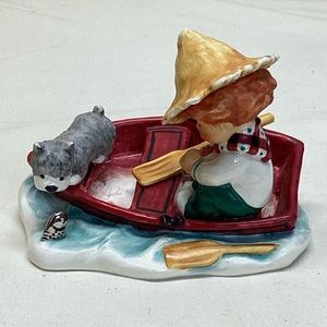 Goebel Redheads Red Heads Lazy Day Figurine BYJ 78 1975 Boat Fishing Dog